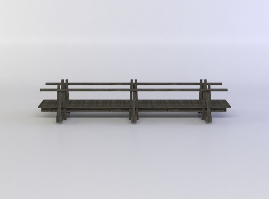 Wooden bridge Low-poly 3D model_0