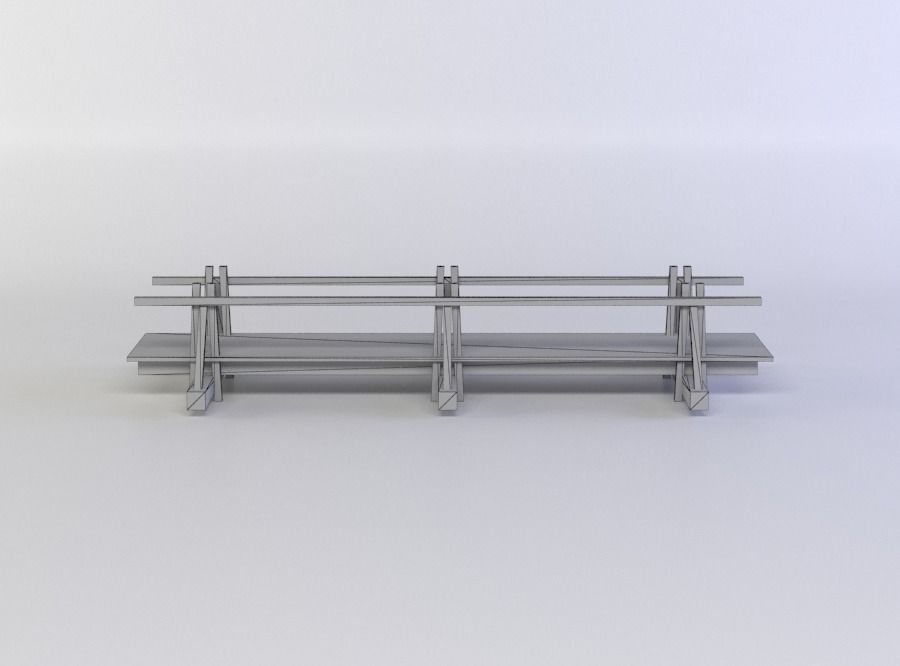 Wooden bridge Low-poly 3D model_3