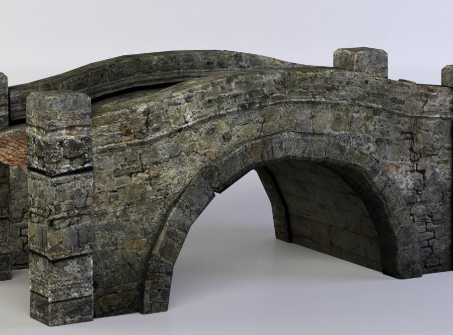Small bridge Low-poly 3D model_2