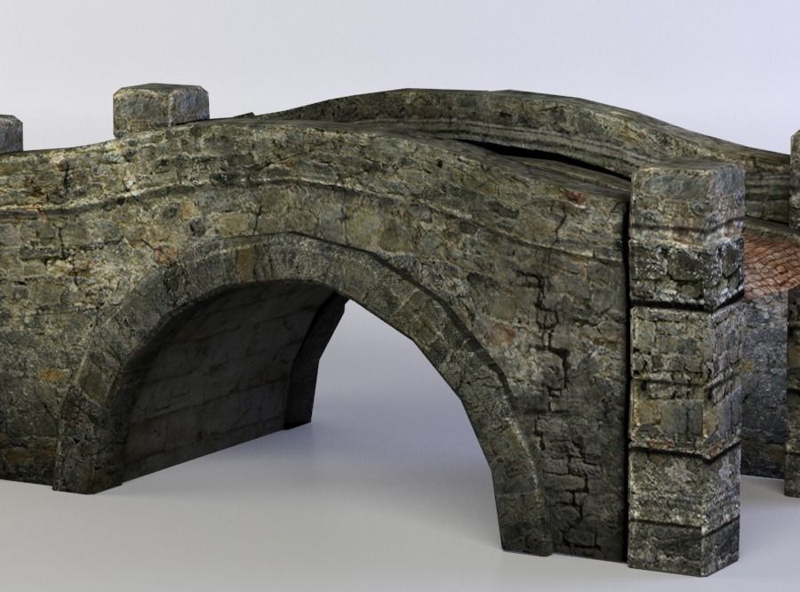 Small bridge Low-poly 3D model_1