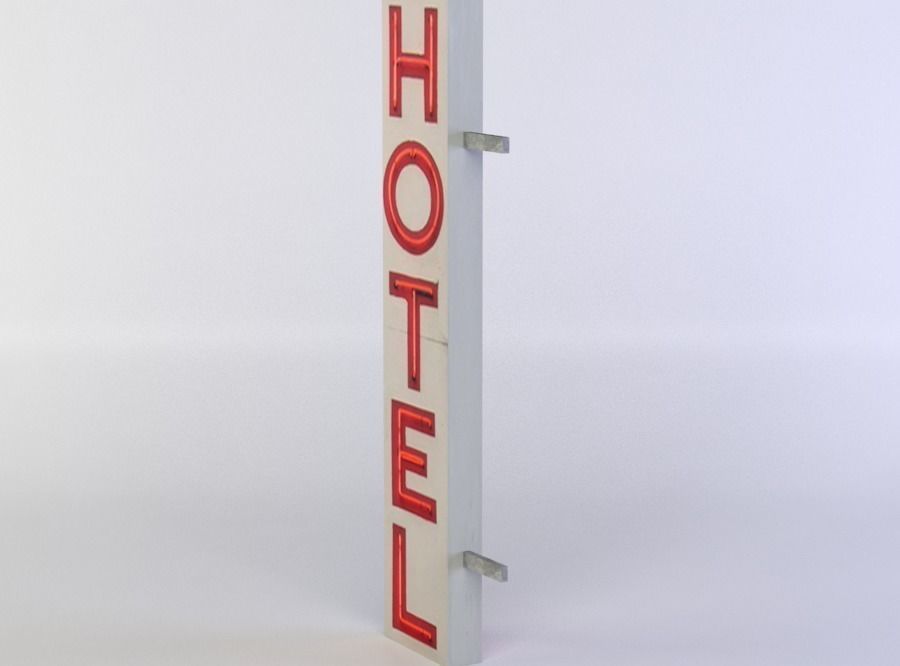 Advertisement hotel sign Low-poly 3D model_2