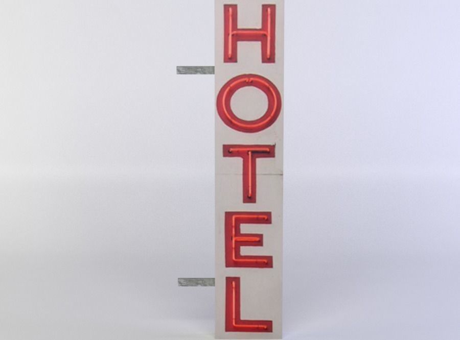 Advertisement hotel sign Low-poly 3D model_0
