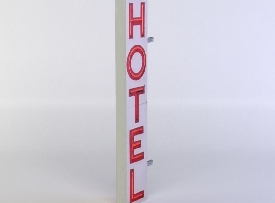 Advertisement hotel sign Low-poly 3D model_1
