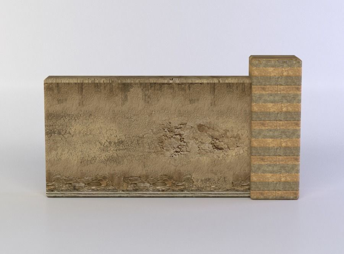 Wall fragment Low-poly 3D model