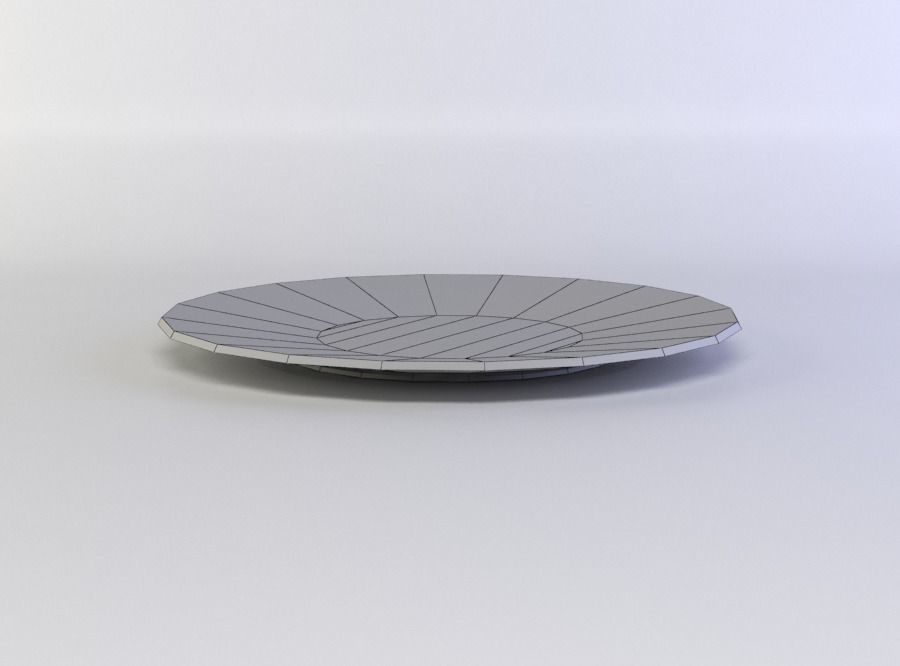 White plate Low-poly 3D model_4
