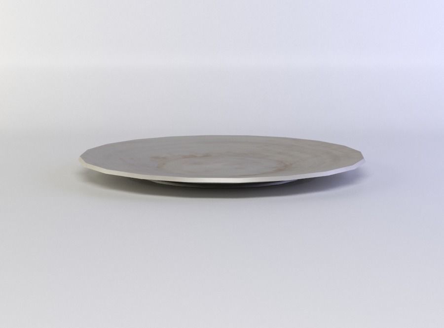 White plate Low-poly 3D model_1