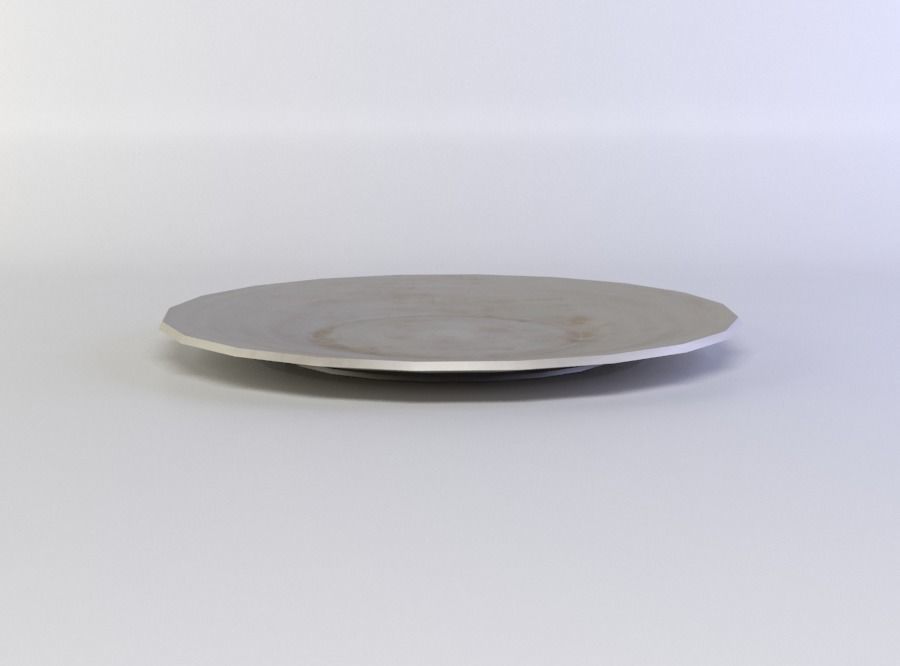 White plate Low-poly 3D model_2