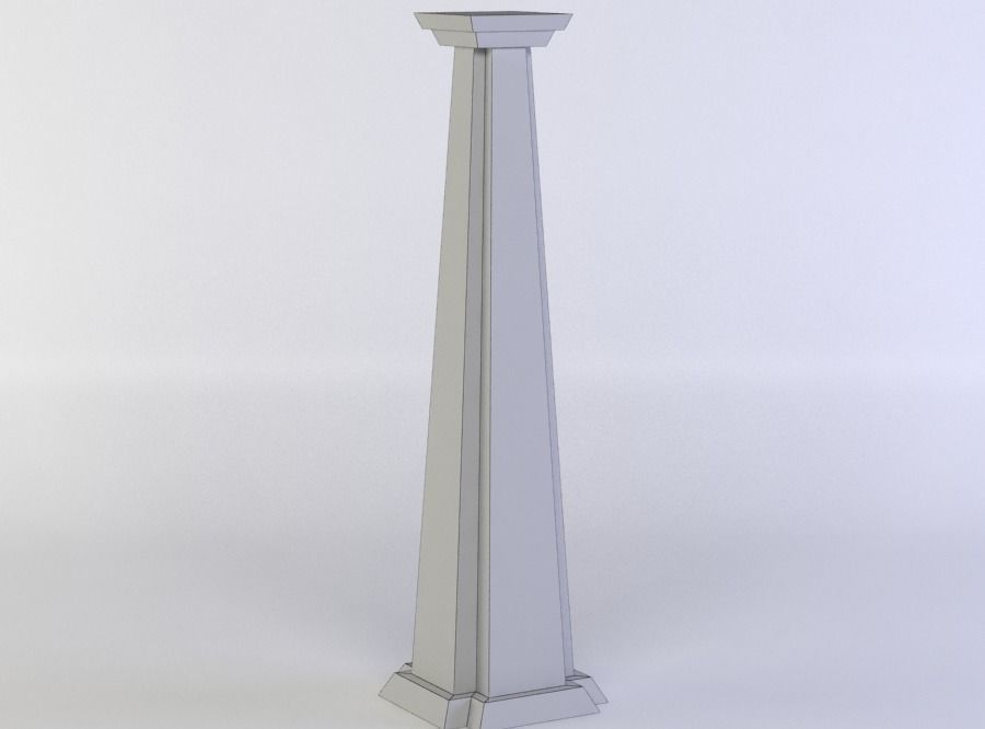 Column ornately carved wooden Low-poly 3D model_5