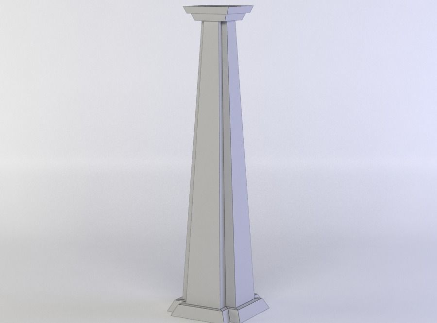 Column ornately carved wooden Low-poly 3D model_4