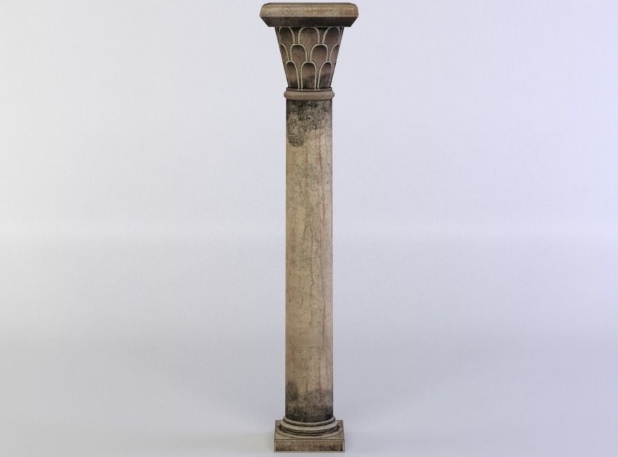 Column old Low-poly 3D model_0