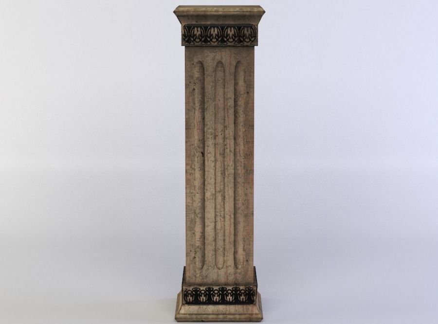 Column wooden Low-poly 3D model_0