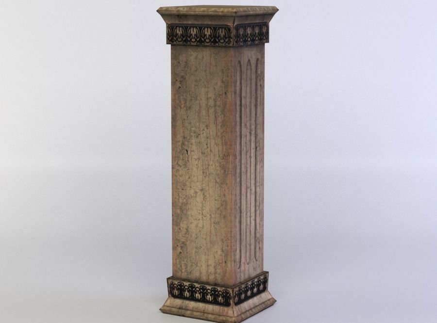 Column wooden Low-poly 3D model_1