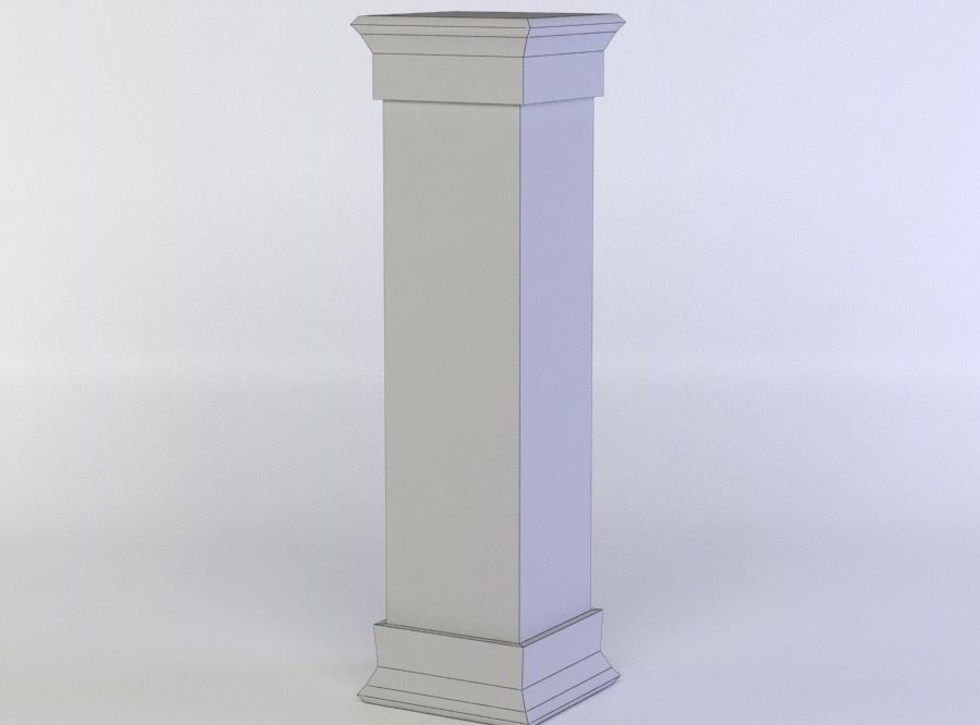 Column wooden Low-poly 3D model_4