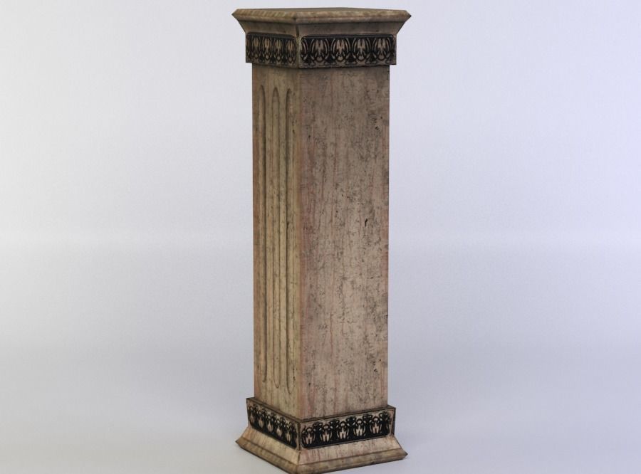 Column wooden Low-poly 3D model_2