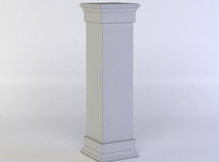 Column wooden Low-poly 3D model_5