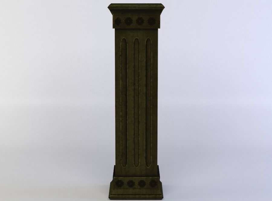 Column wooden Low-poly 3D model_0