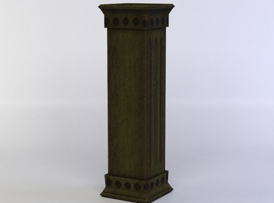 Column wooden Low-poly 3D model_1