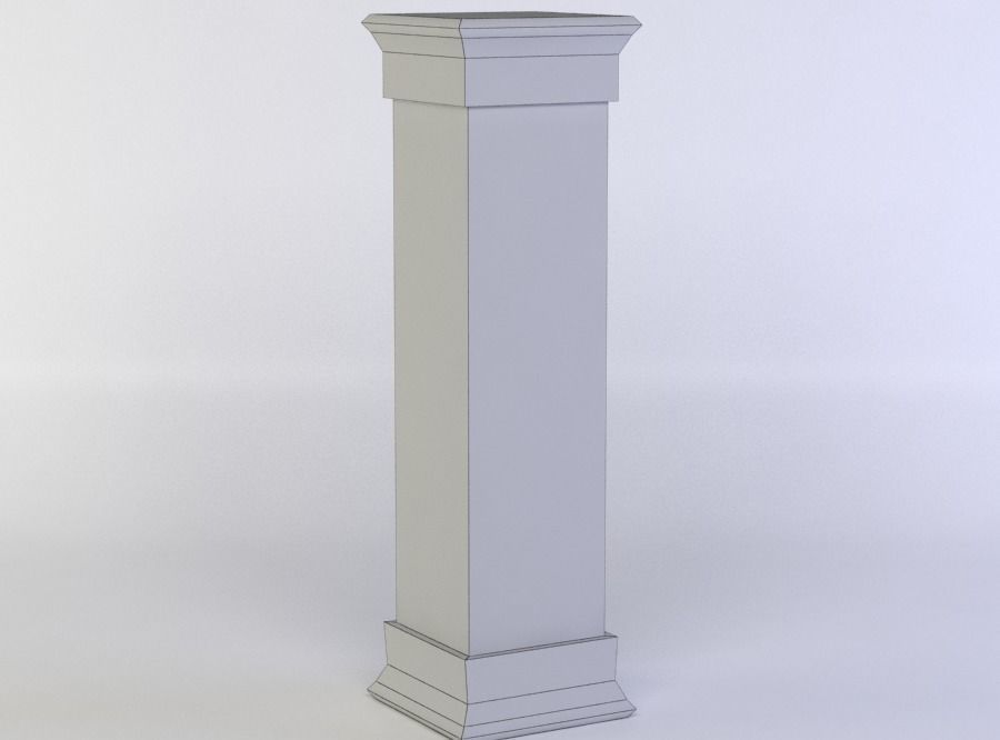Column wooden Low-poly 3D model_5