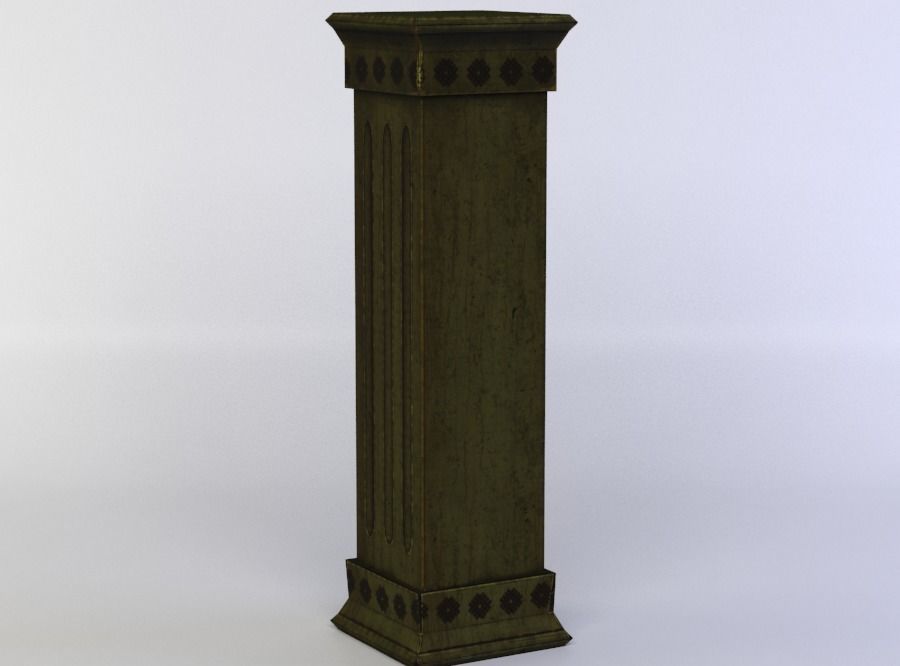 Column wooden Low-poly 3D model_2