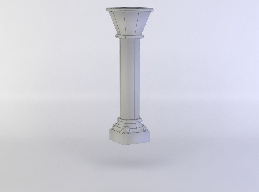 White small column Low-poly 3D model_5