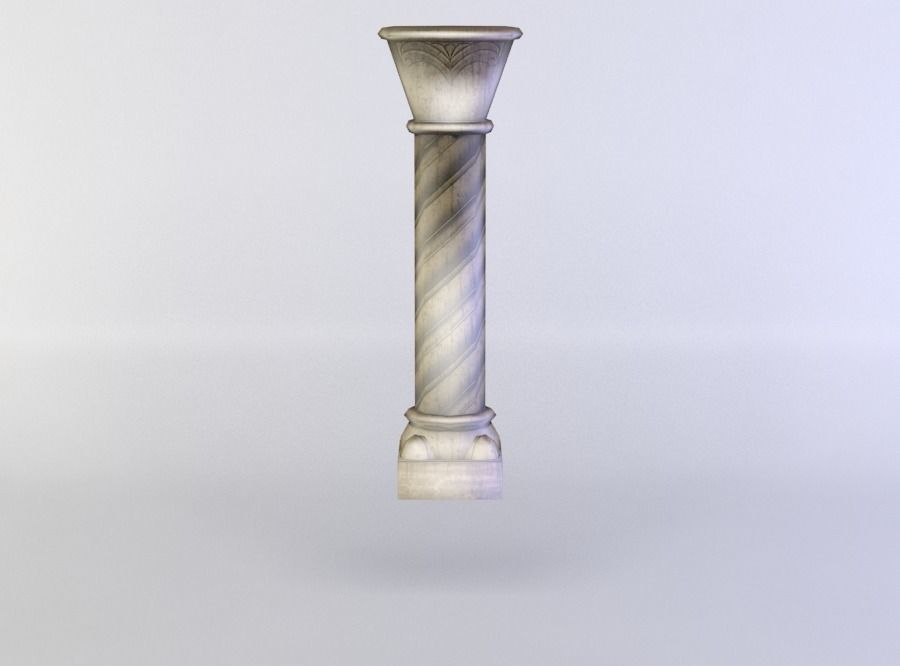 White small column Low-poly 3D model_0