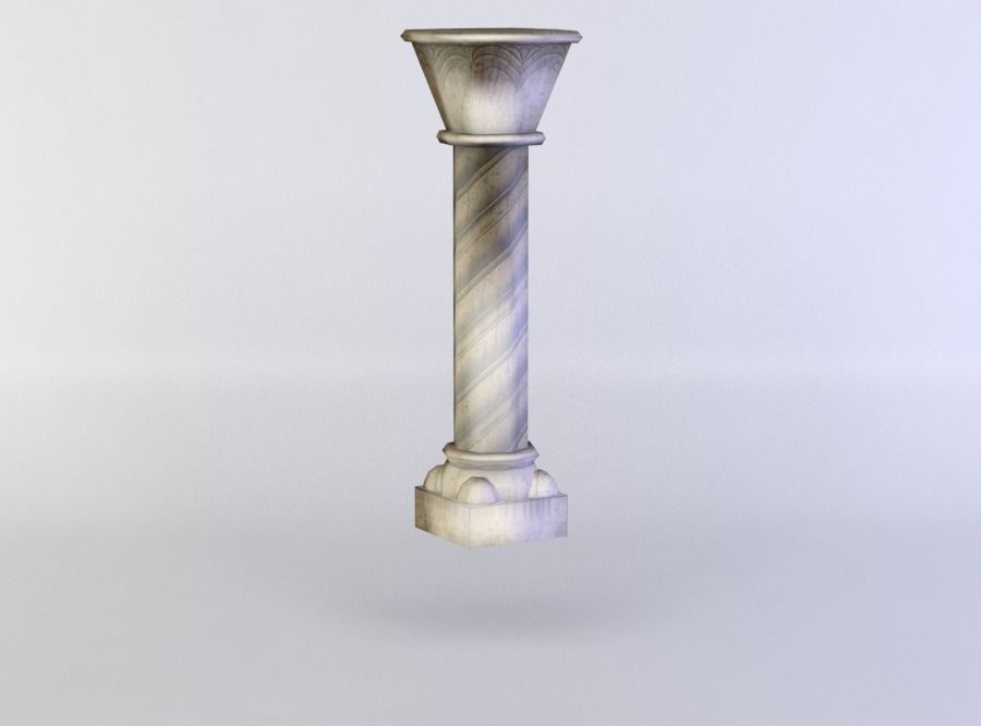 White small column Low-poly 3D model_2