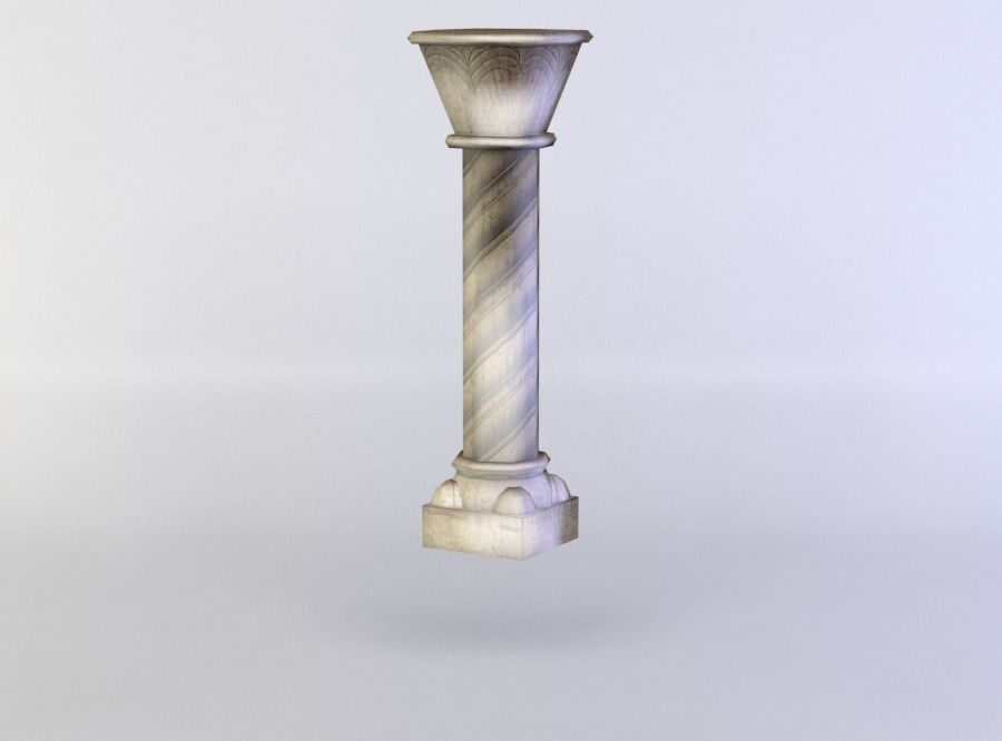 White small column Low-poly 3D model_1