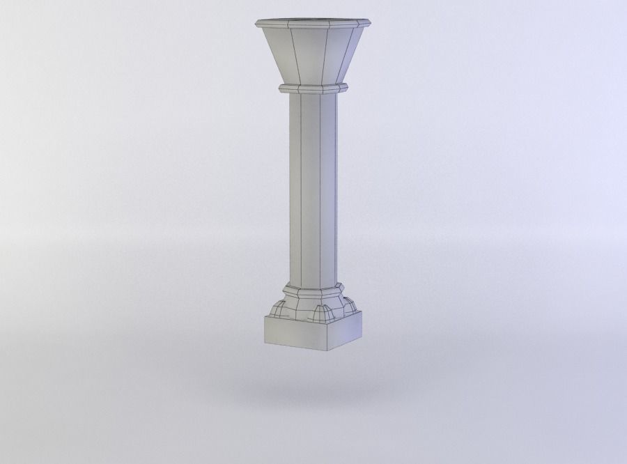 White small column Low-poly 3D model_4
