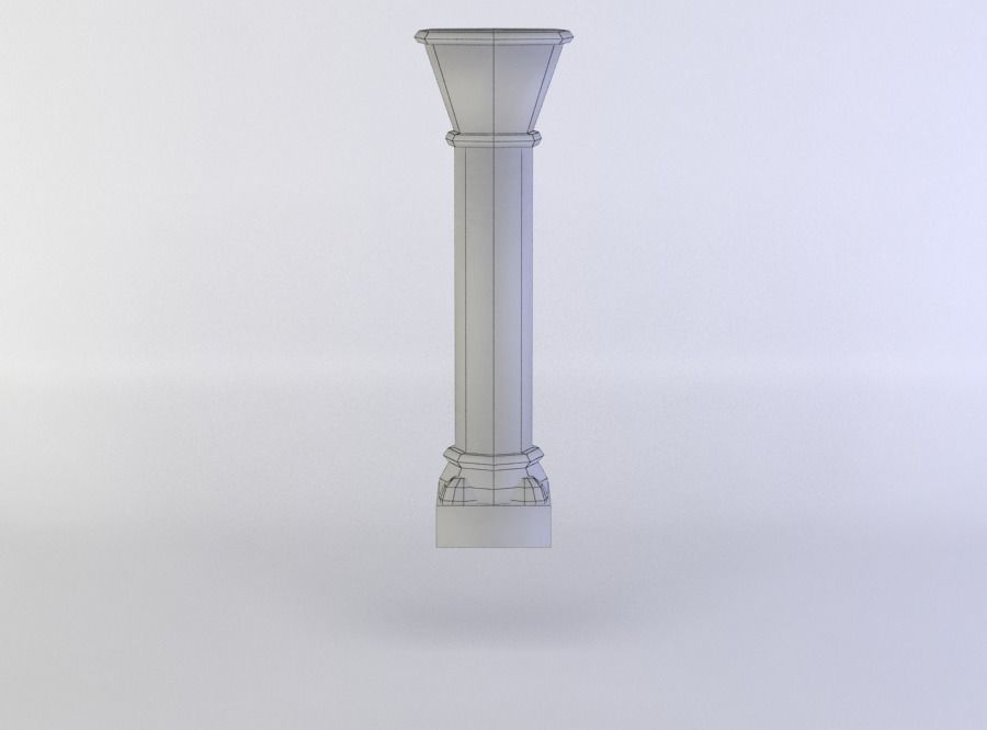White small column Low-poly 3D model_3