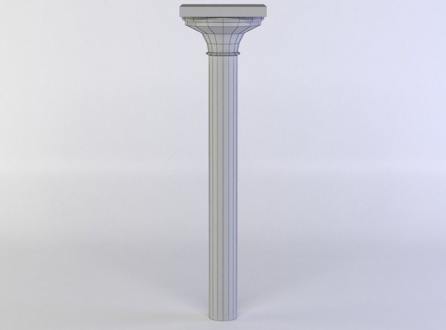 Column wooden Low-poly 3D model_3