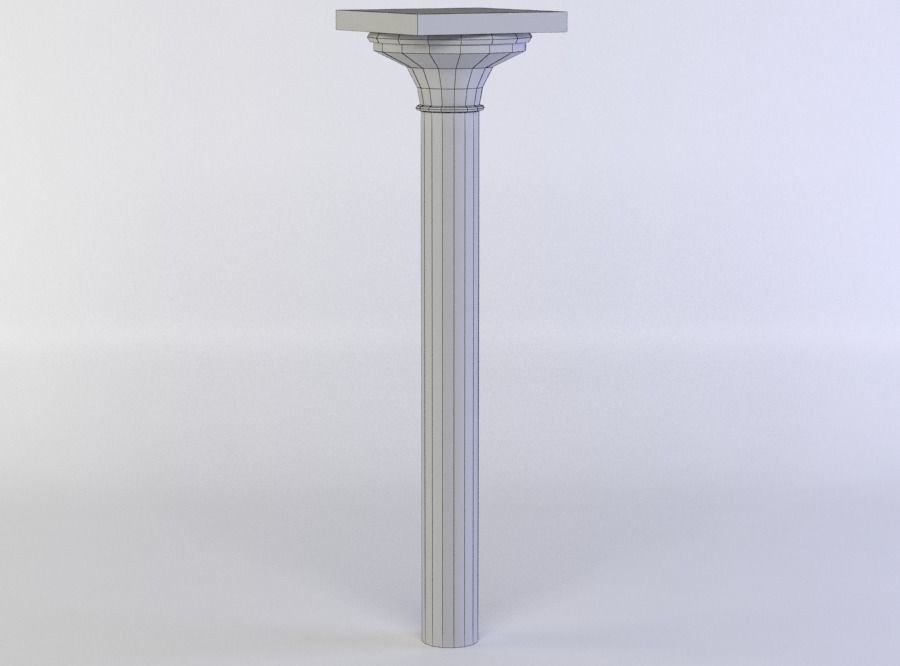 Column wooden Low-poly 3D model_5