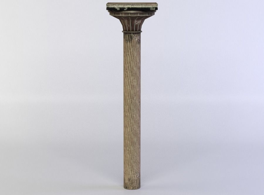 Column wooden Low-poly 3D model_0