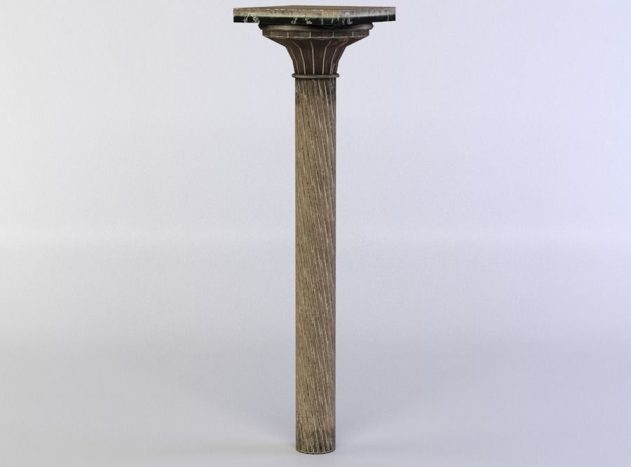 Column wooden Low-poly 3D model_1