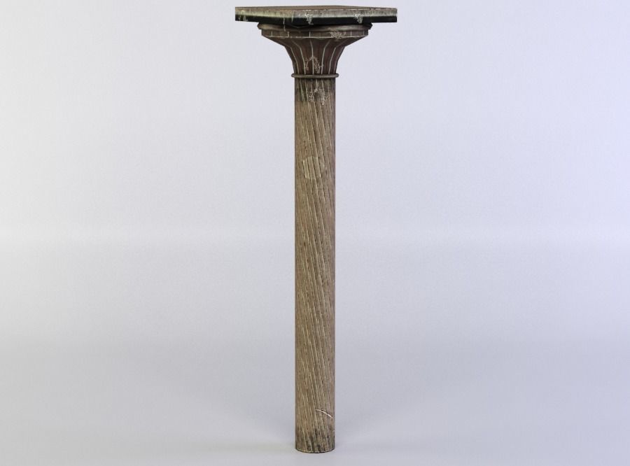 Column wooden Low-poly 3D model_2