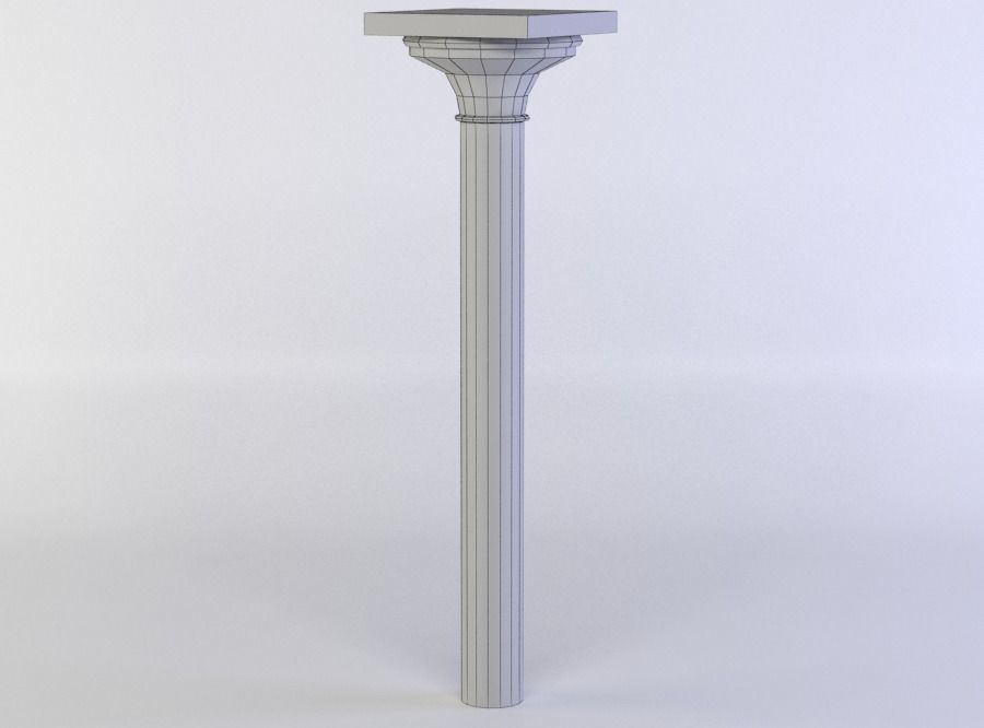 Column wooden Low-poly 3D model_4