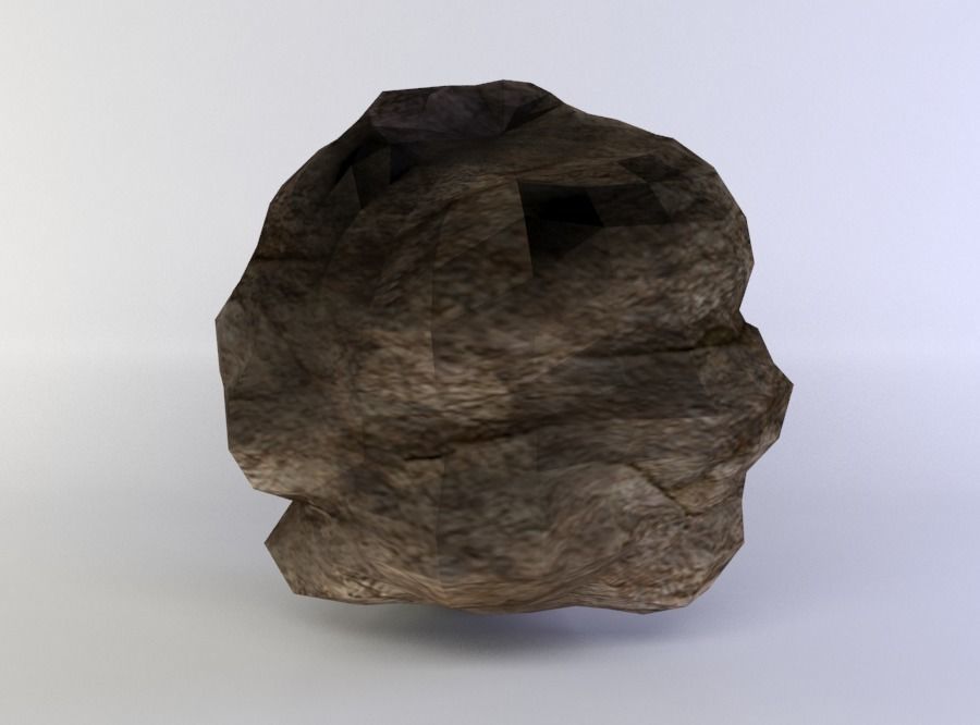 Round rock small Low-poly 3D model_1