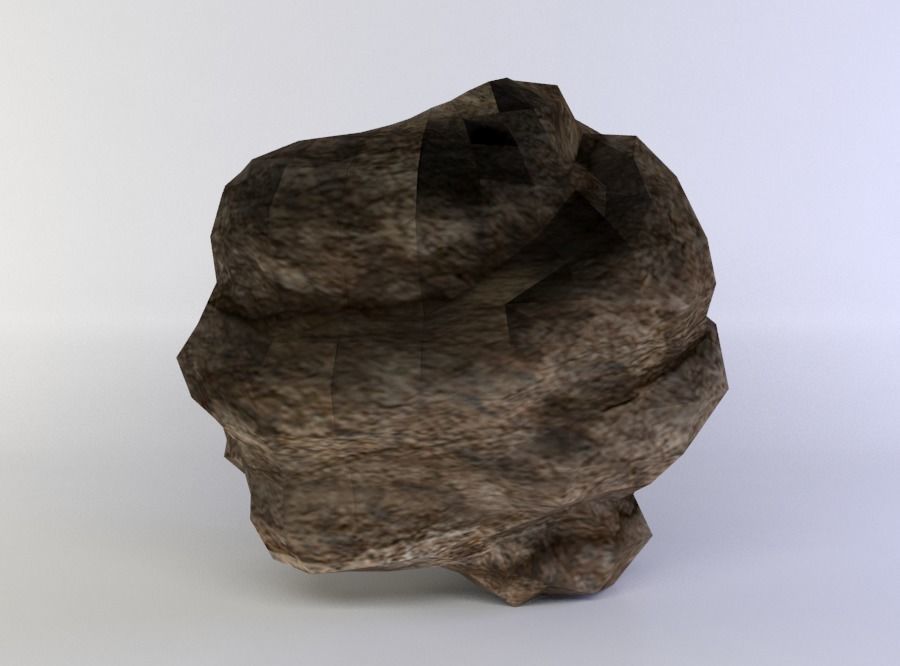 Round rock small Low-poly 3D model_2