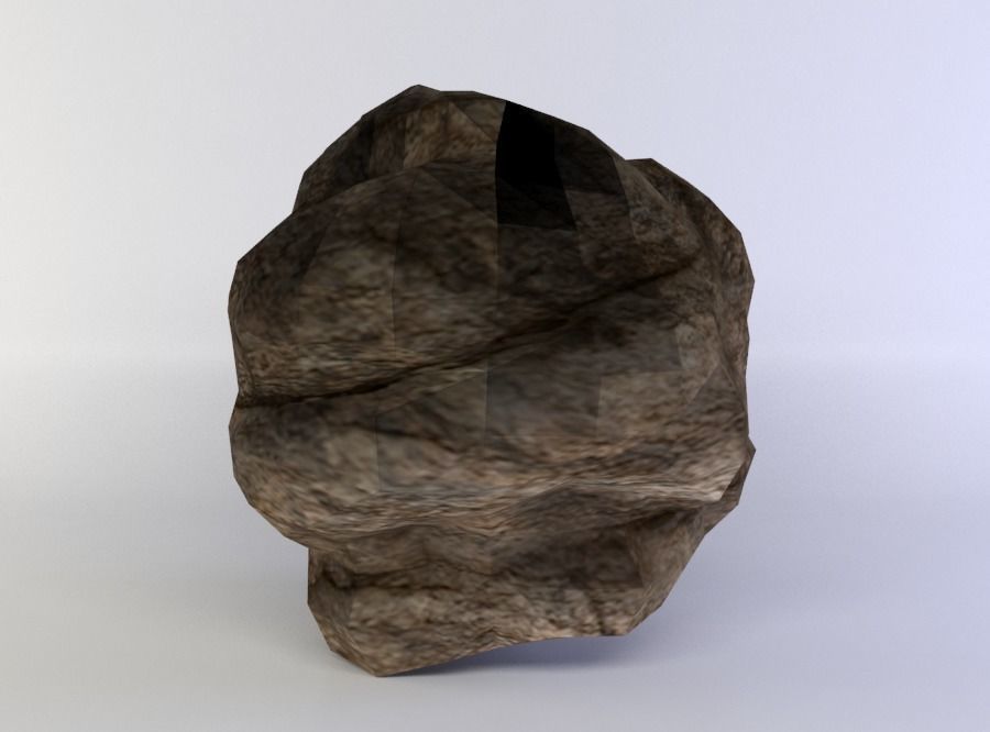 Round rock small Low-poly 3D model_0