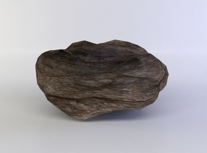 Flat rock small Low-poly 3D model