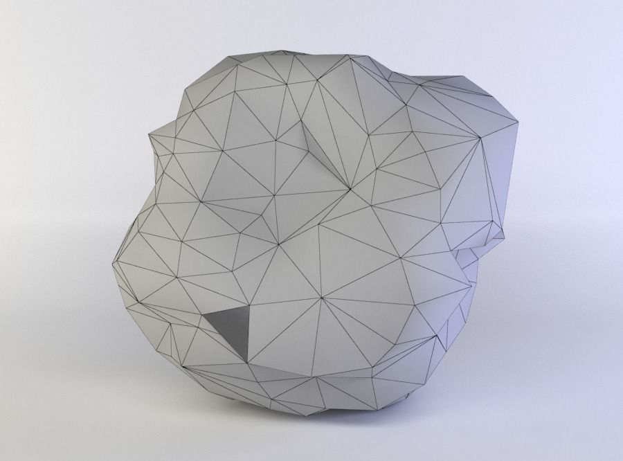 Large round rock Low-poly 3D model_3