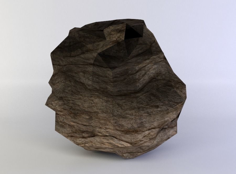 Large round rock Low-poly 3D model_2