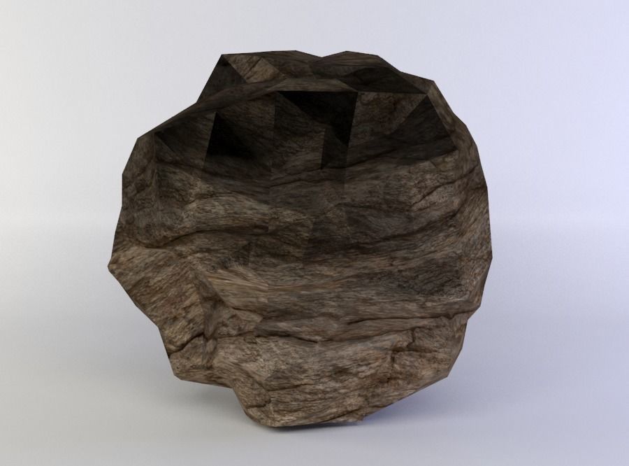Large round rock Low-poly 3D model_1