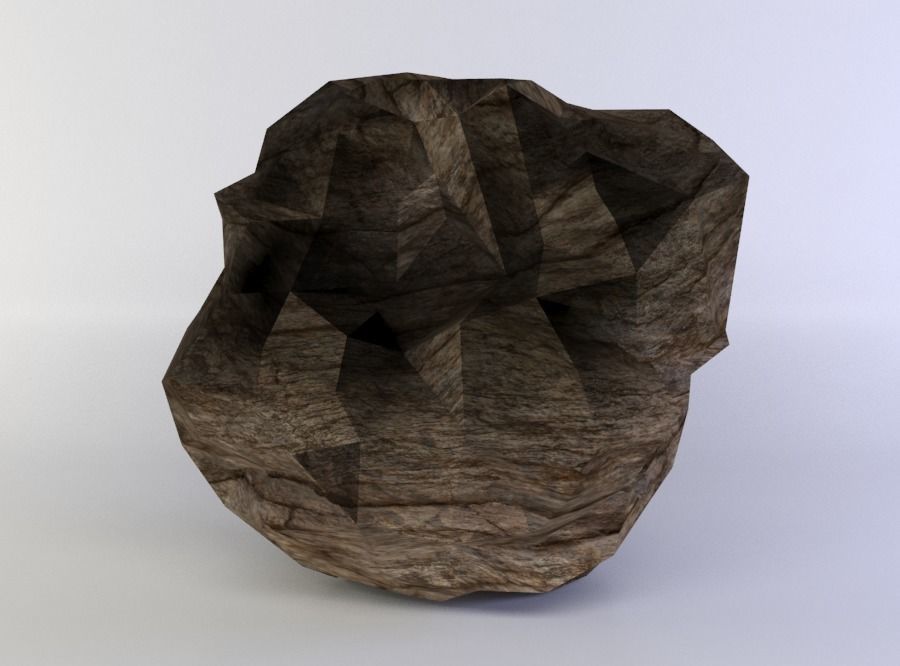 Large round rock Low-poly 3D model_0