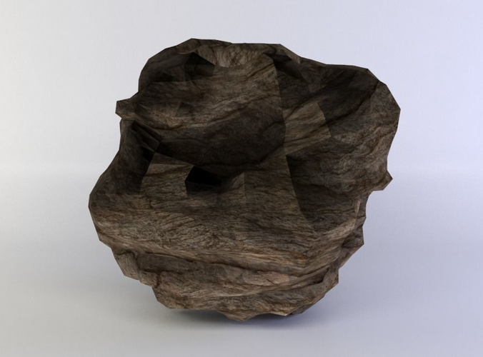 Large round rock Low-poly 3D model