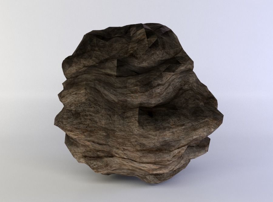 Large round rock Low-poly 3D model_2