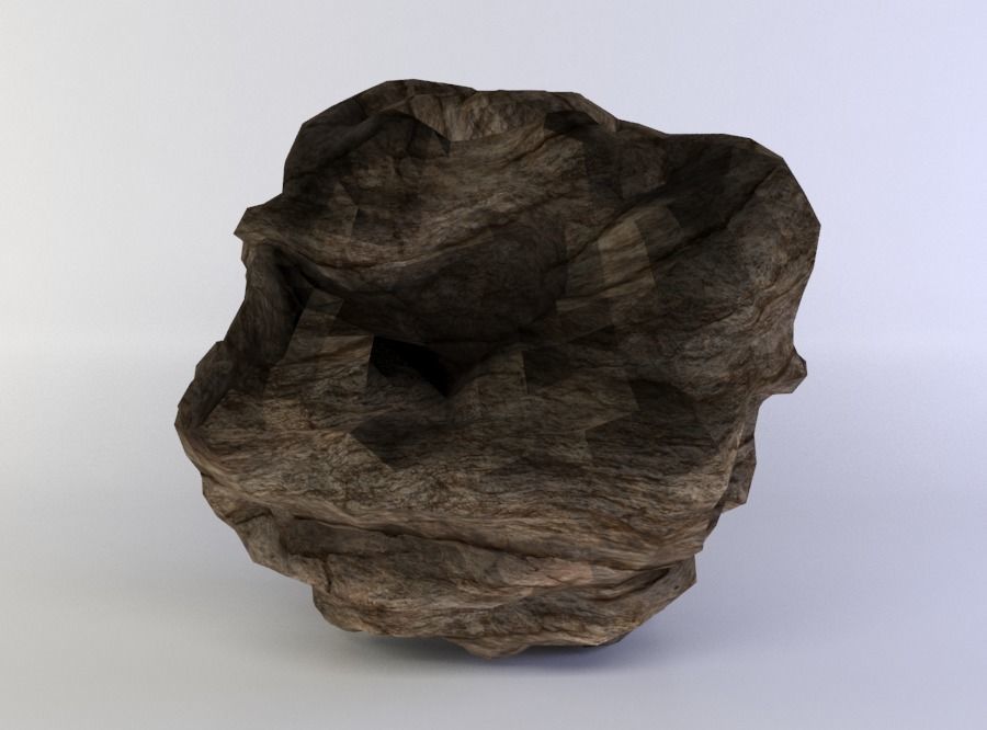 Large round rock Low-poly 3D model_0
