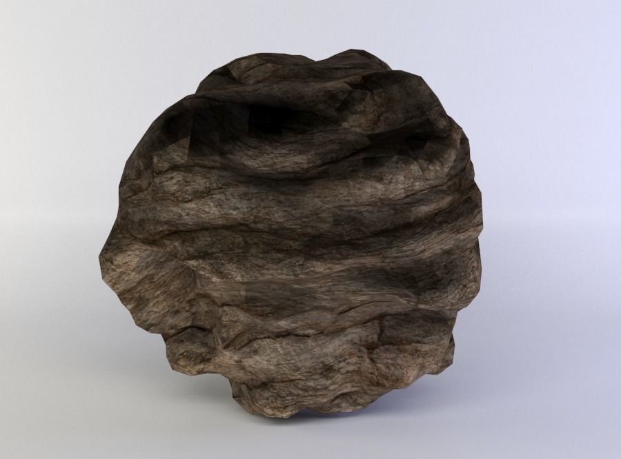 Large round rock Low-poly 3D model_1