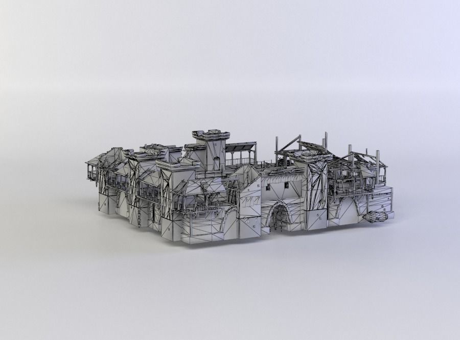 Castle ruins Low-poly 3D model_5