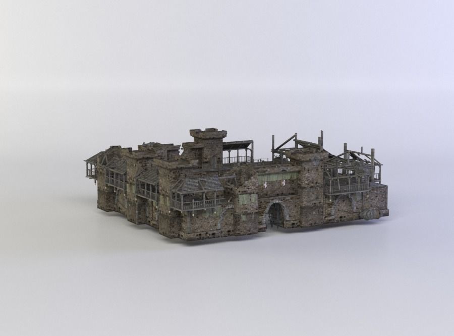 Castle ruins Low-poly 3D model_2