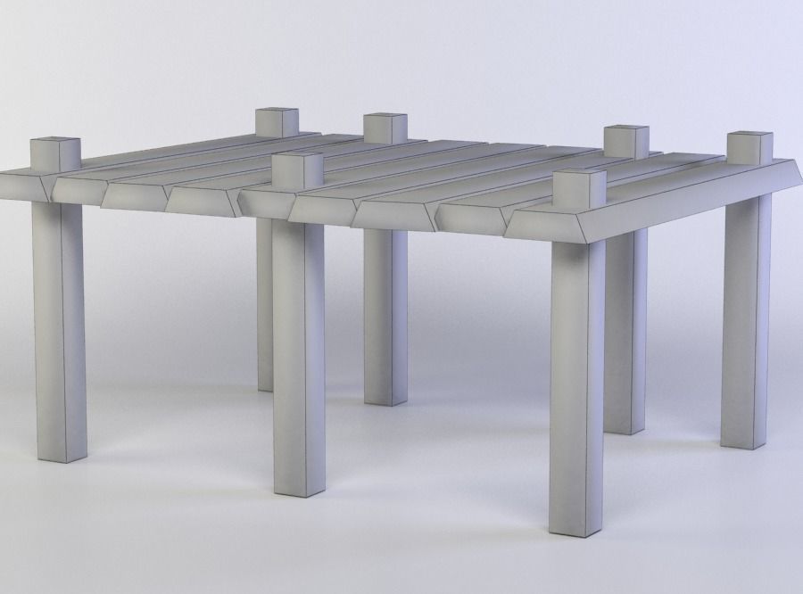 Wooden platform small Low-poly 3D model_4